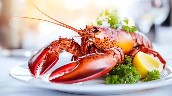 Frischer Hummer mit Zitrone und Petersilie