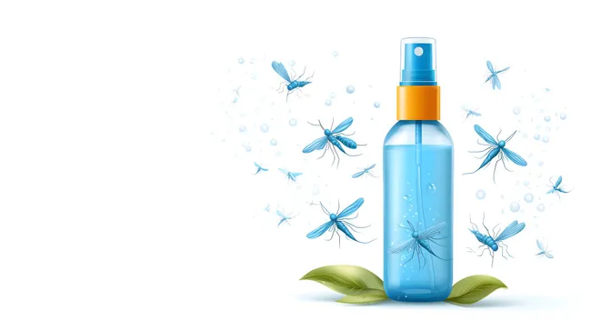 Frischer Insektenschutzspray mit Naturschutz-Design