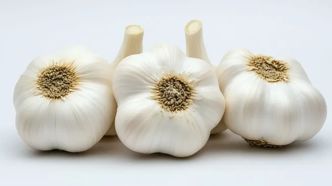 Frischer Knoblauch auf weißem Hintergrund