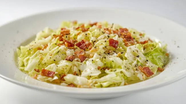Frischer Krautsalat mit Speck und Gewürzen