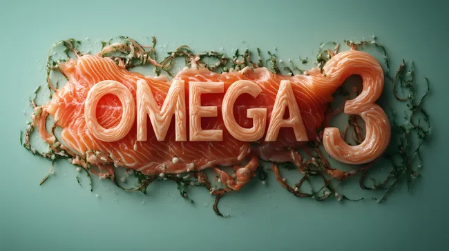 Frischer Lachs mit Omega-3-Schriftzug - Symbolbild für gesunde Ernährung