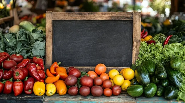 Frischer Marktstand voller Obst und Gemüse