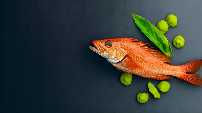 Frischer Meeresbraten mit Zitrone und Grün