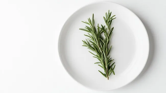 Frischer Rosmarin auf weißem Teller