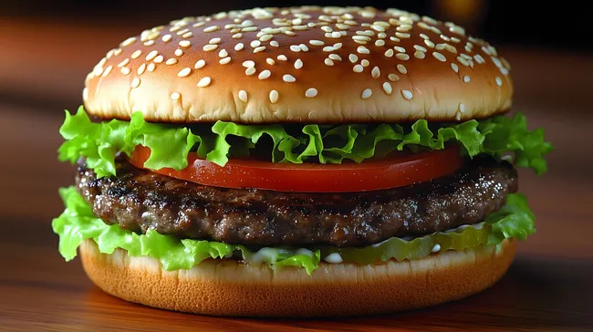 Frischer, saftiger Hamburger mit Salat und Tomate