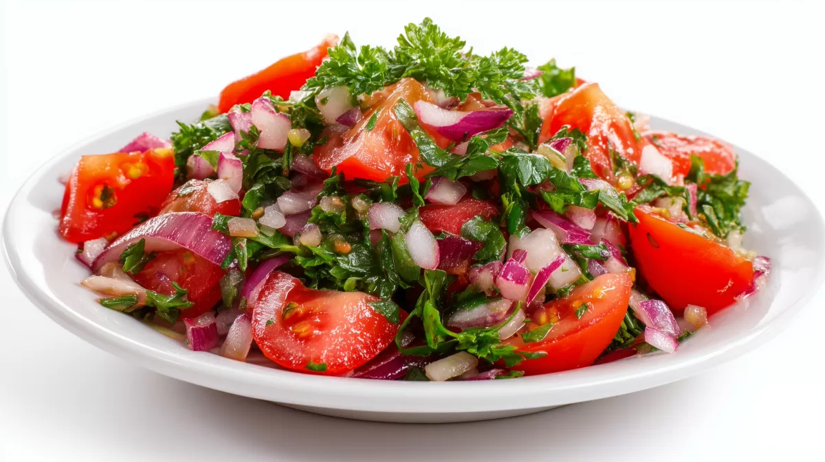 Frischer Sommersalat mit Tomaten und Kräutern