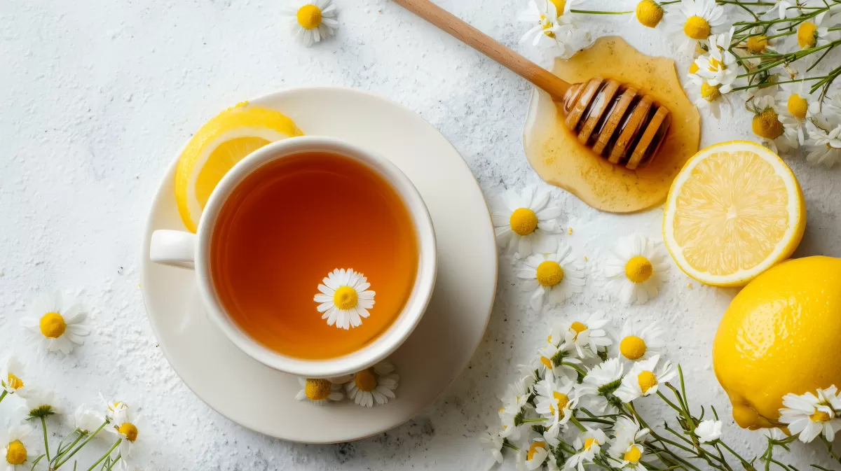 Frischer Tee mit Zitronen und Honig