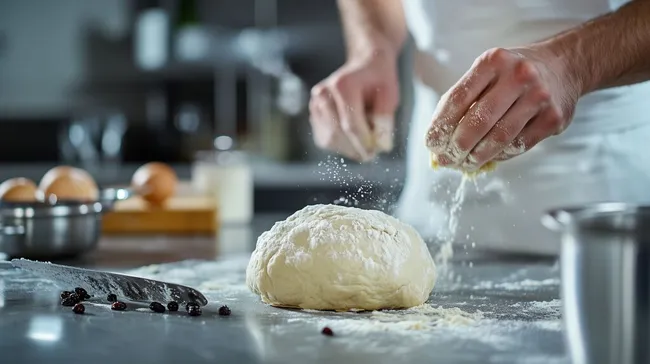 Frischer Teig für hausgemachtes Brot in moderner Küche