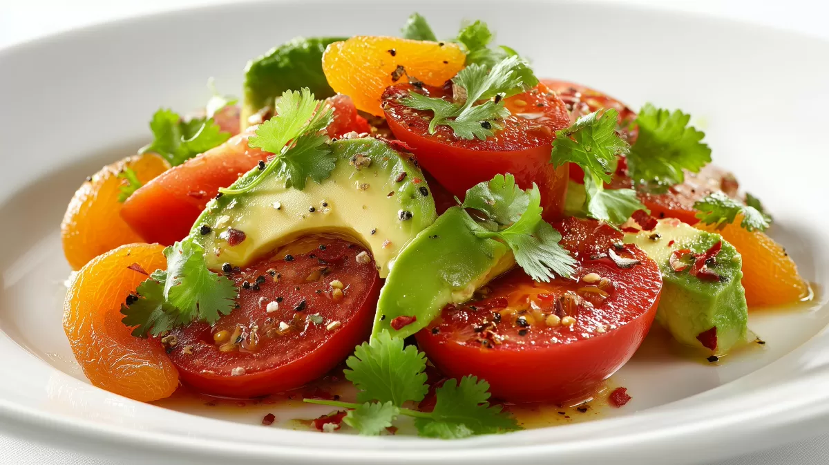 Frischer Tomaten-Avocado-Salat mit Koriander