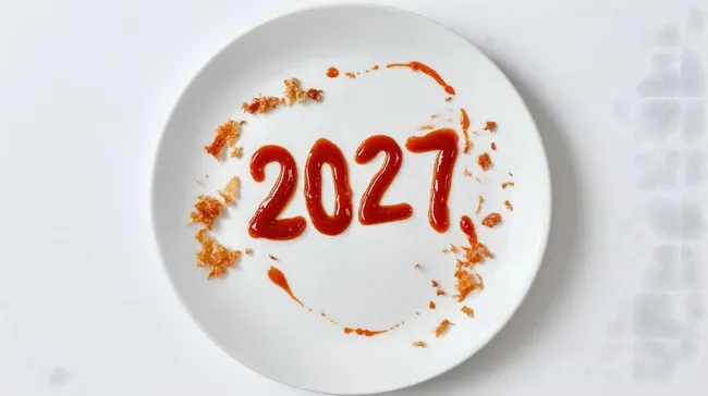 Frischer Tomatenketchup auf weißem Teller mit Brotkrumen