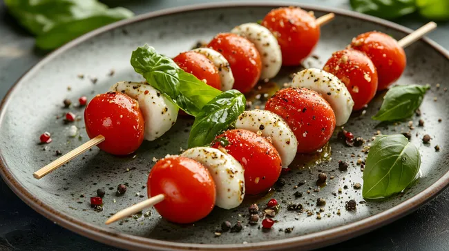 Frischer Tomatenmozzarella-Salat mit Basilikum