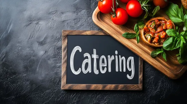 Frischer Tomatensalat auf rustikalem Holzbrett mit Basilikum