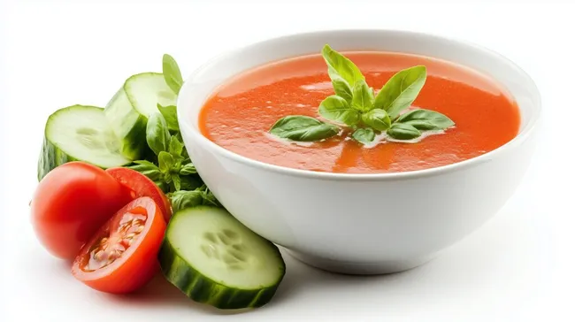 Frischer Tomatensalat mit Basilikum in rustikaler Schüssel