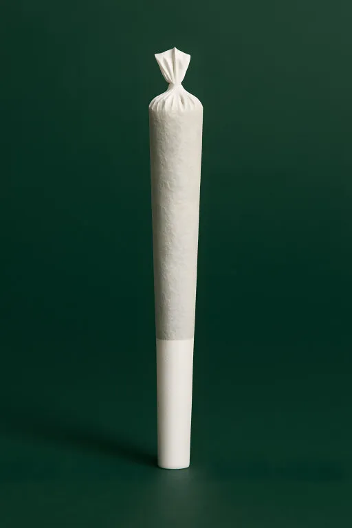 Frischer, weißer Zigarettenfilter vor grünem Hintergrund