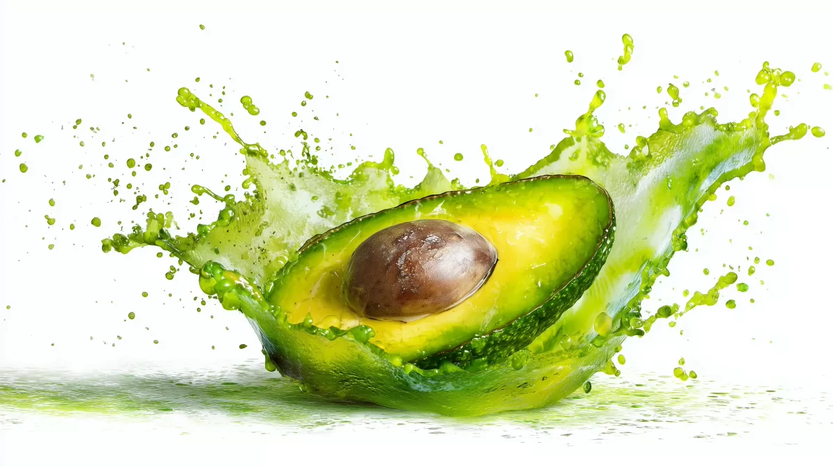 Frisches Avocadosplash in Grün
