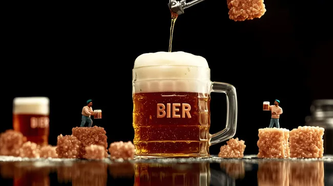 Frisches Bier mit Schaum und detaillierten Figuren