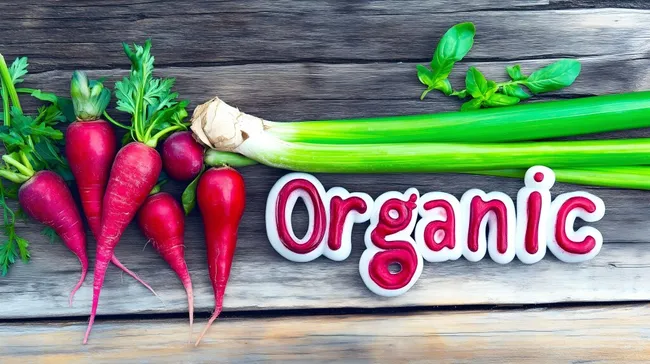 Frisches Bio-Gemüse auf rustikalem Holzhintergrund