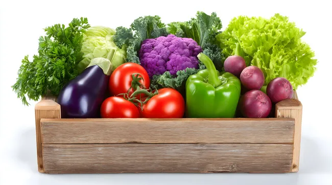 Frisches Bio-Gemüse in rustikaler Holzkiste