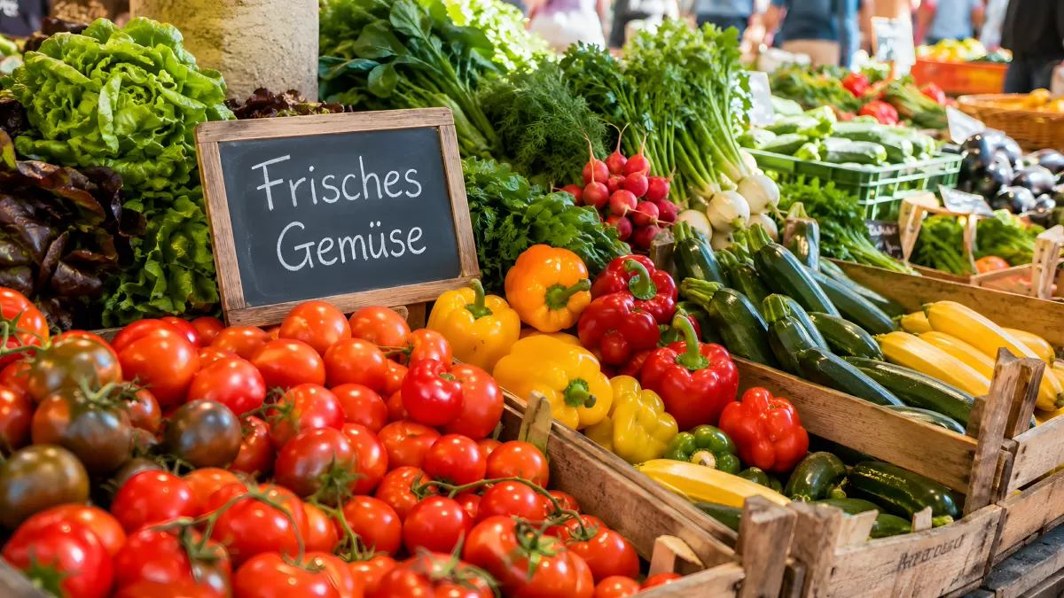 Frisches Gemüse auf einem deutschen Wochenmarkt