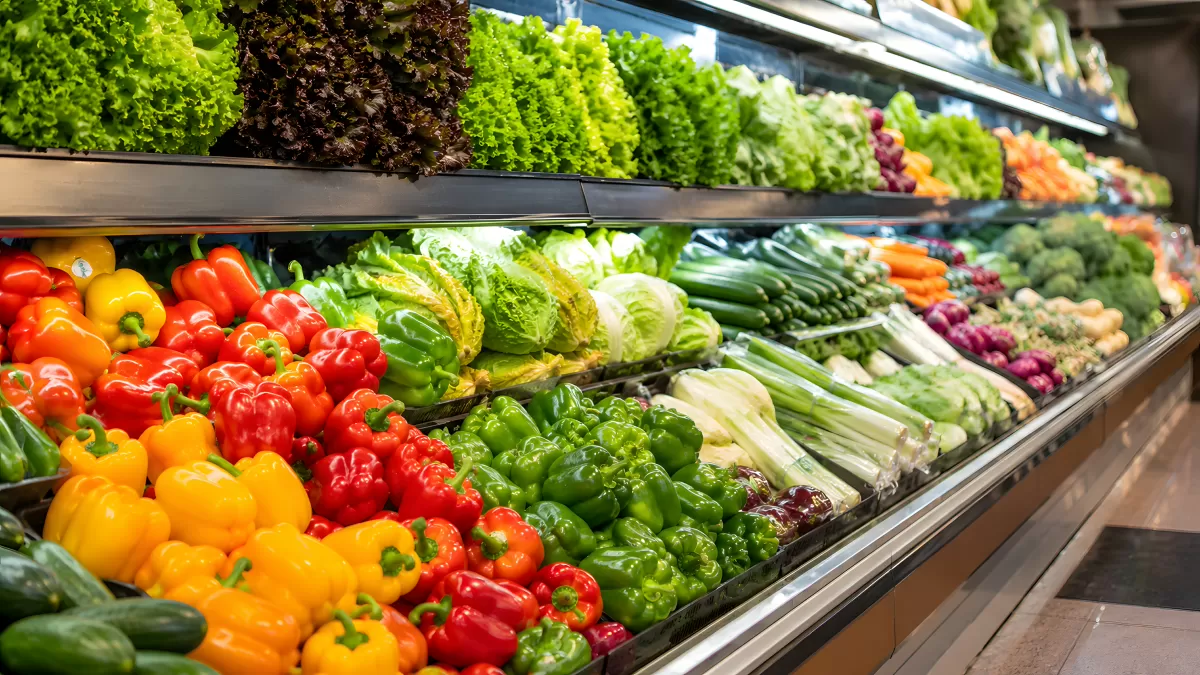 Frisches Gemüse im Supermarkt-Kühlregal