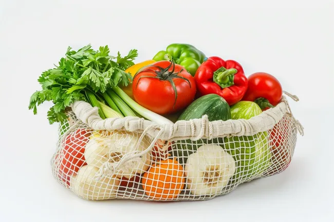 Frisches Gemüse in umweltfreundlichem Netzbeutel