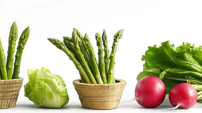 Frisches Gemüsearrangement auf Holztisch