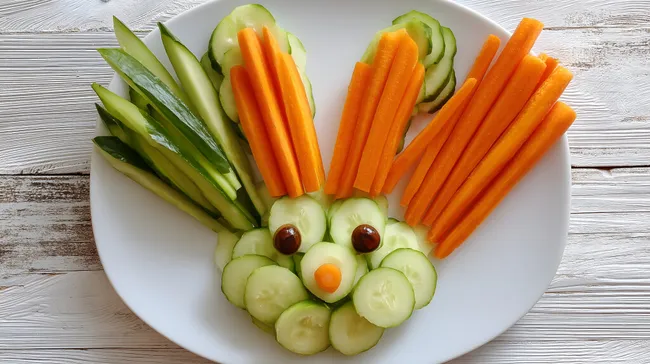 Frisches Gemüsearrangement in Hasenform