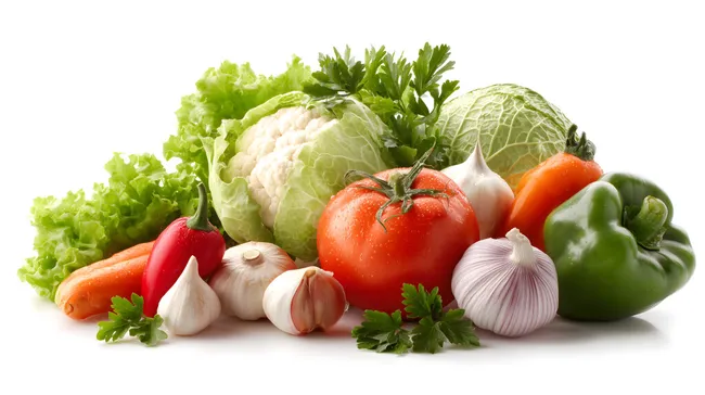 Frisches Gemüsearrangement mit bunten Paprikaschoten und Tomaten