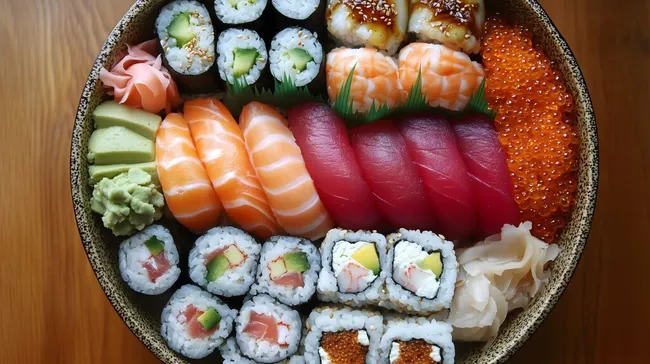 Frisches japanisches Sushi-Gericht auf Teller