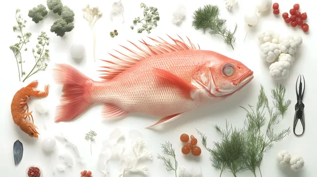 Frisches Meeresgetier mit Gemüse auf weißem Hintergrund