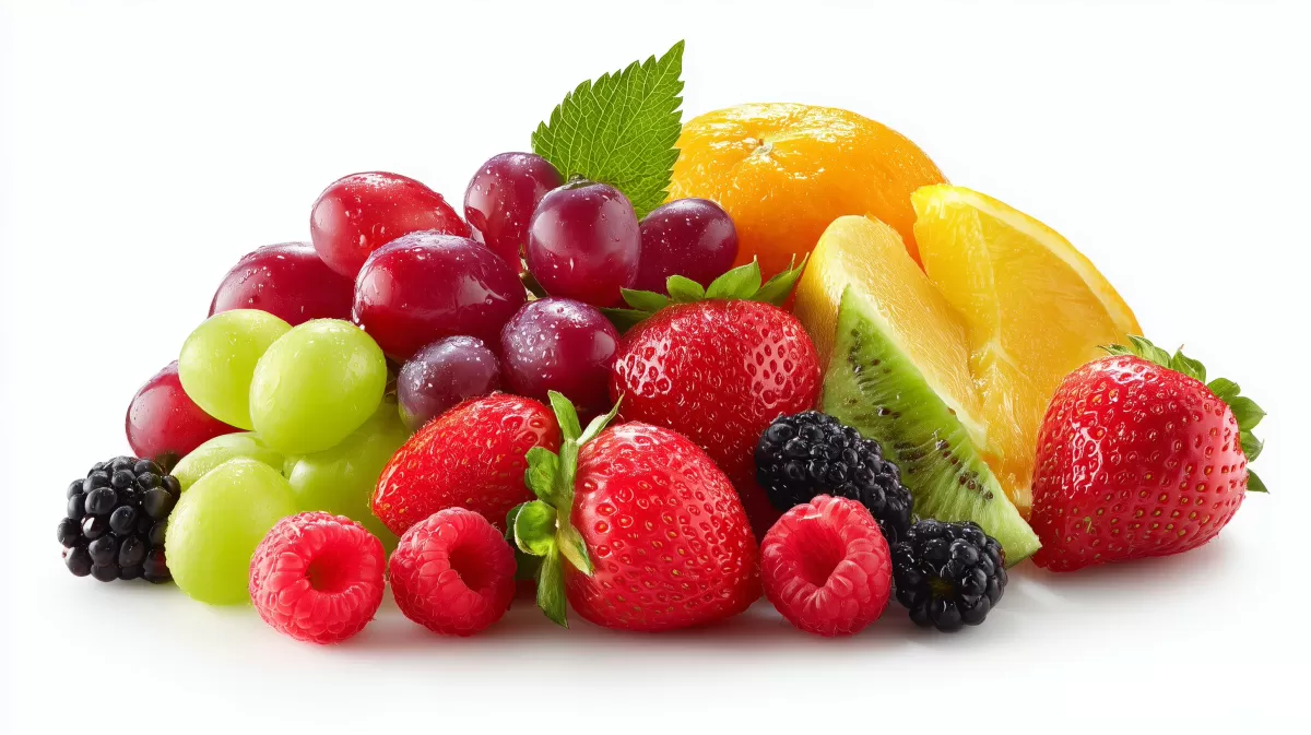 Frisches Obst-Arrangement in leuchtenden Farben