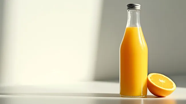 Frisches Orangensaft-Stillleben in natürlicher Optik