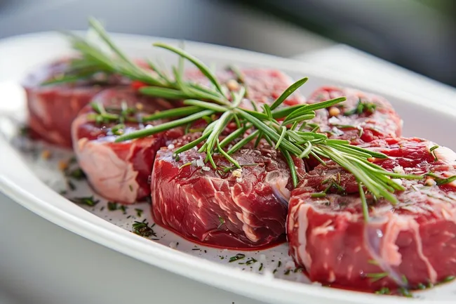 Frisches Rindfleisch mit Kräutern