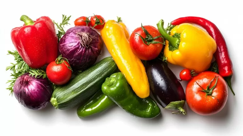 Frisches Sommergemüse auf weißem Hintergrund isoliert