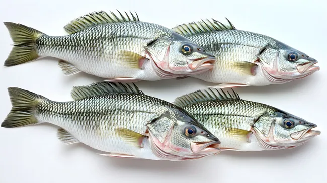 Frischtangefangene Meeresfische auf Weißem Hintergrund