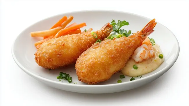 Frittierte Garnelen-Häppchen mit Beilagen