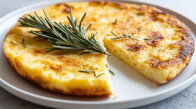 Frittierter Kartoffel-Rosmarinfladen auf Teller