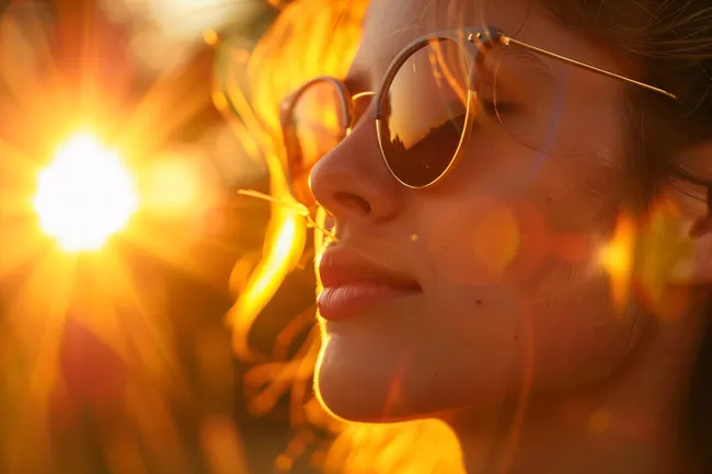 Fröhliche Frau im Sonnenlicht