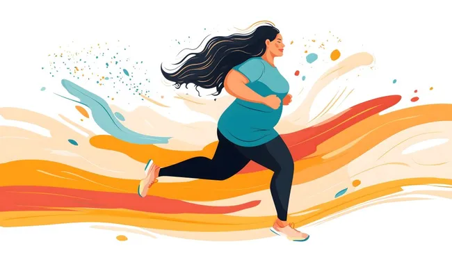 Fröhliche Joggerin in leuchtenden Farben