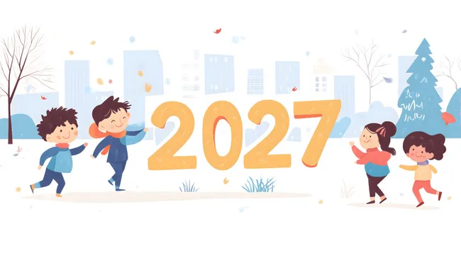 Fröhliche Kinder feiern das neue Jahr 2027