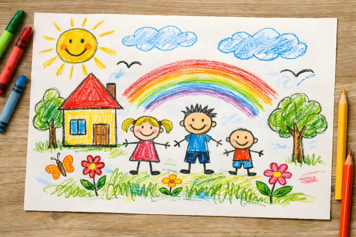 Fröhliche Kinderwelt: Ein buntes Bild voller Fantasie