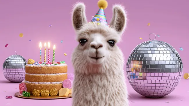 Fröhliche Lama-Party mit Geburtstagstorte