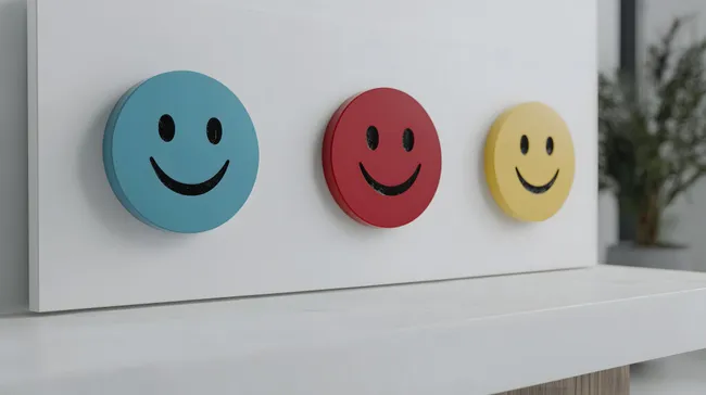 Fröhliche Smiley-Symbole in modernem Interieur