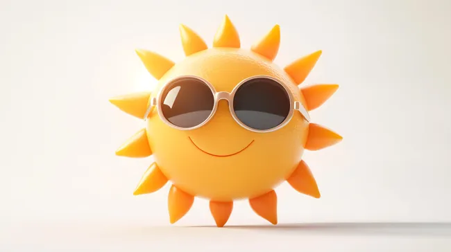 Fröhliche Sonne mit stylischer Sonnenbrille