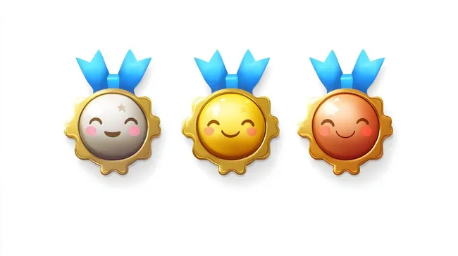 Fröhliche Sonne-Symbole in Metall-Optik