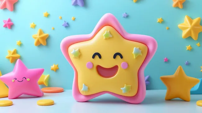 Fröhliche Sterndekorationen in pastelligen Farben