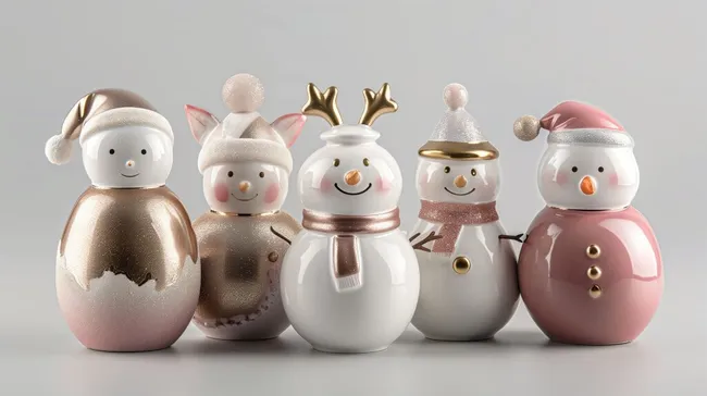 Fröhliche Weihnachtsdekorationen mit Schneemännern