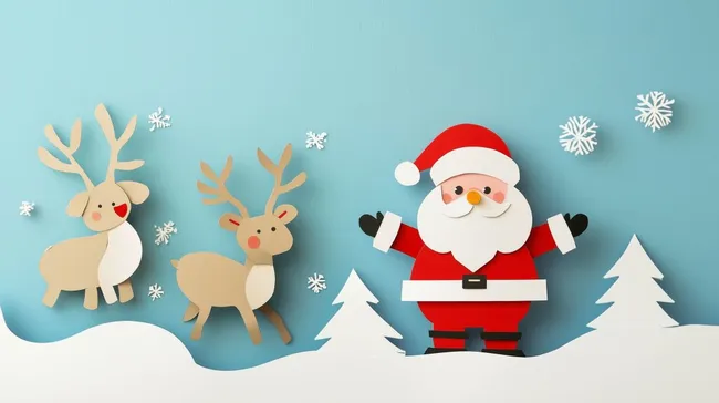 Fröhliche Weihnachtsszene mit Papierfiguren