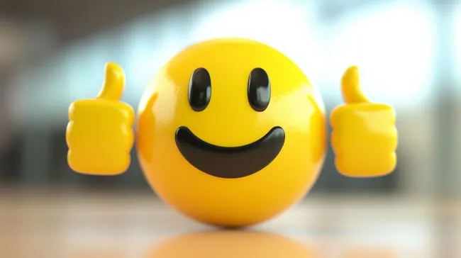 Fröhlicher 3D-Smiley mit Daumen hoch kostenlos herunterladen