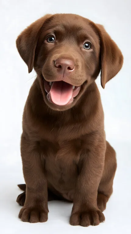 Fröhlicher Labrador-Welpe mit offener Zunge